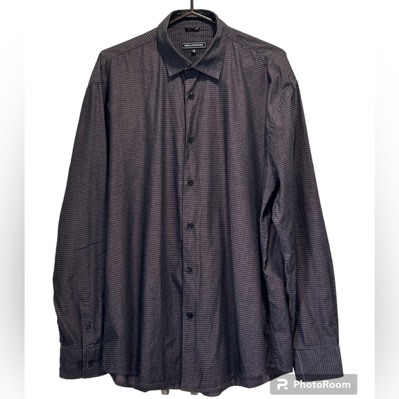Bellissimo, size, XL, men’s long sleeve, button up dress shirt, purple and black - Picture 1 of 7